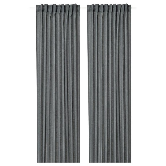 IKEA MILDRUN Curtains Light Filtering 57x98" 1 Pair (2 Panels) Dark Gray Stripe - Picture 5 of 5